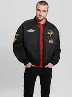 Patch Satin Flight Jacket