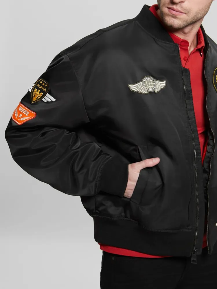 Patch Satin Flight Jacket