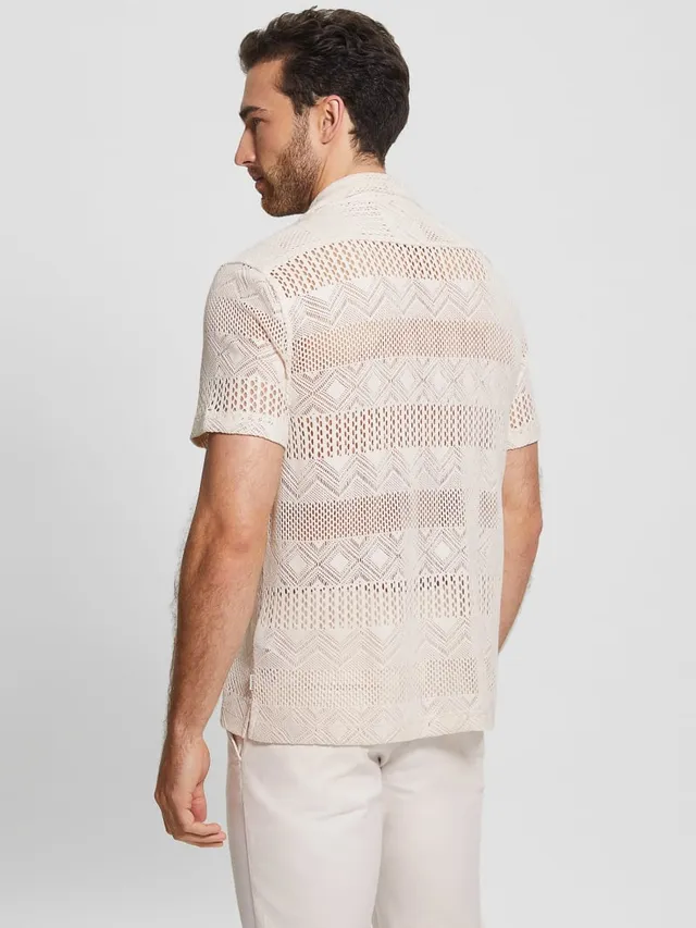 Zara GEOMETRIC JACQUARD KNIT SHIRT