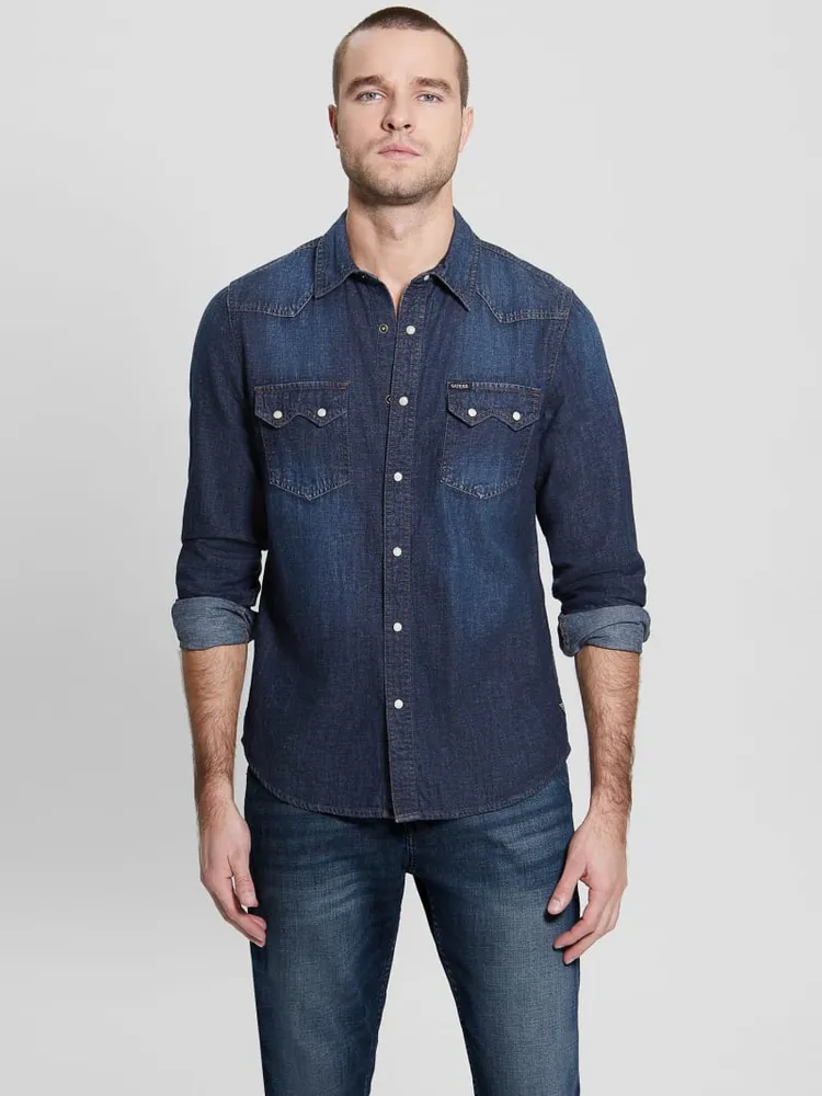 Regular-Fit Denim Western Shirt