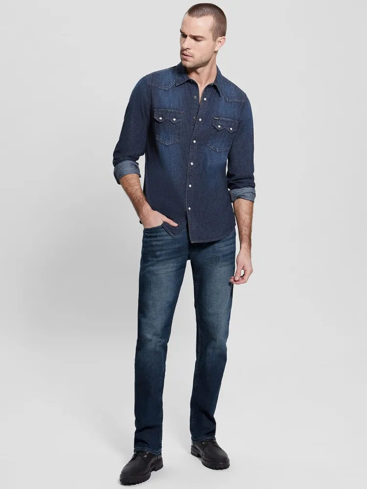 Regular-Fit Denim Western Shirt