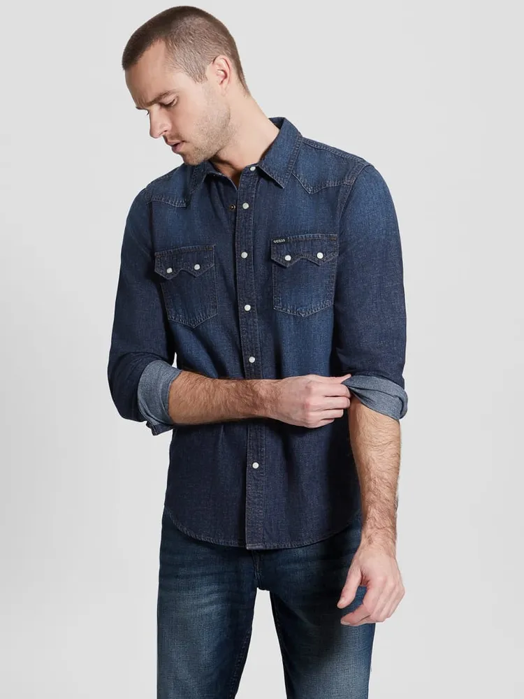 Regular-Fit Denim Western Shirt