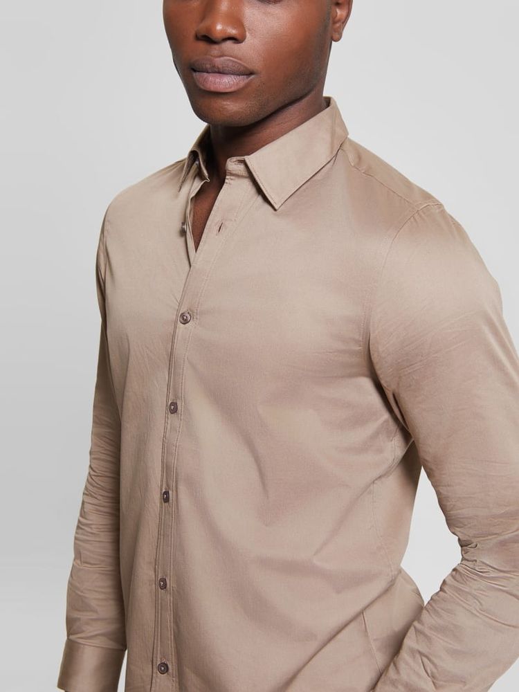 Guess Men's Luxe Stretch Long Sleeves Shirt In Vino