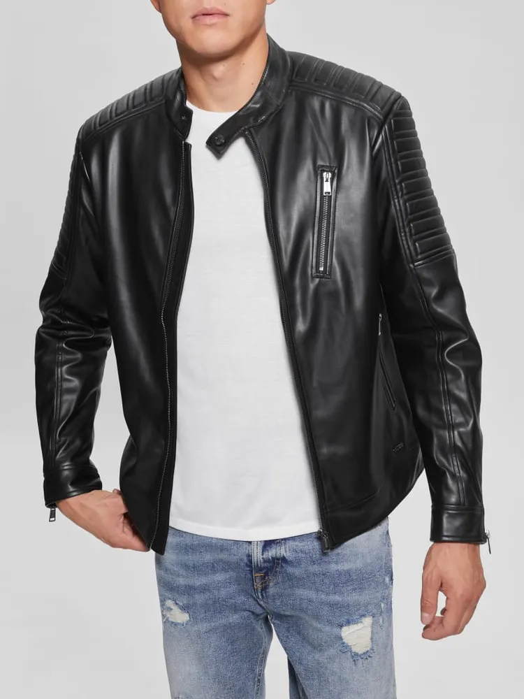 Faux-Leather Biker Jacket