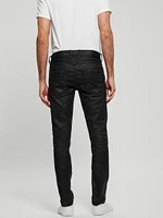 Coated Denim Tapered Zip Jeans