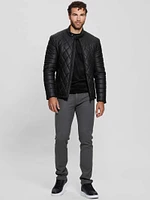 Diamond Quilted Faux-Leather Jacket