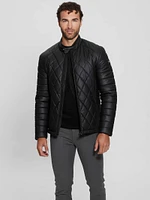 Diamond Quilted Faux-Leather Jacket