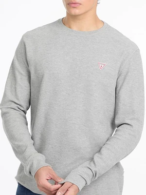 Waffle-Knit Mini Triangle Long-Sleeve Tee
