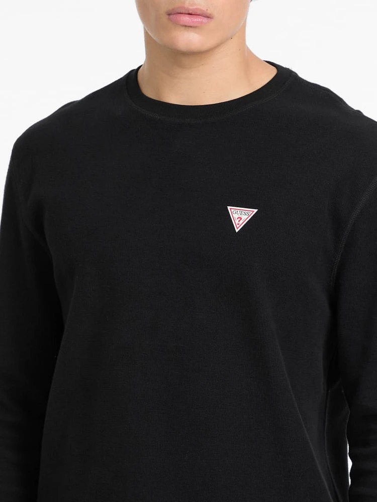 Waffle-Knit Mini Triangle Long-Sleeve Tee