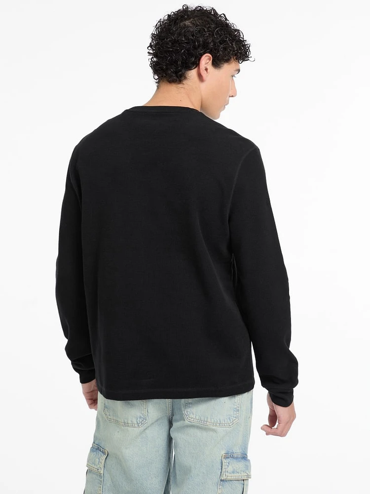Waffle-Knit Mini Triangle Long-Sleeve Tee