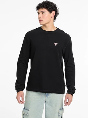 Waffle-Knit Mini Triangle Long-Sleeve Tee