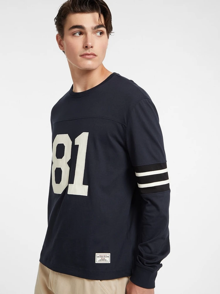 Number 81 Striped Long-Sleeve Tee