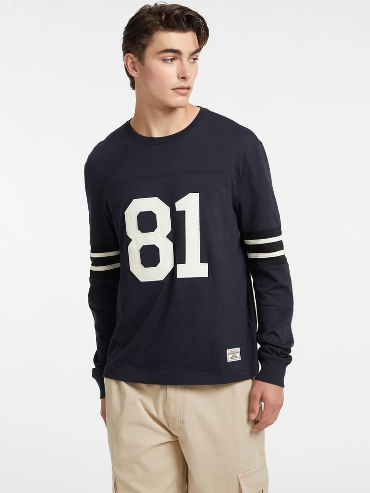 Number 81 Striped Long-Sleeve Tee