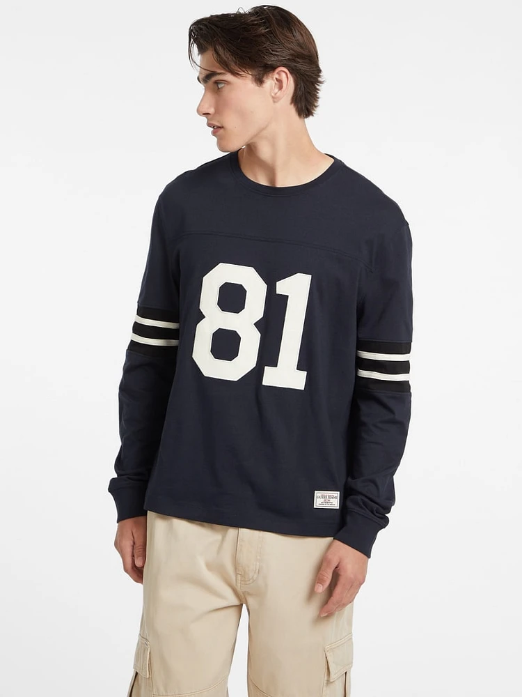 Number 81 Striped Long-Sleeve Tee