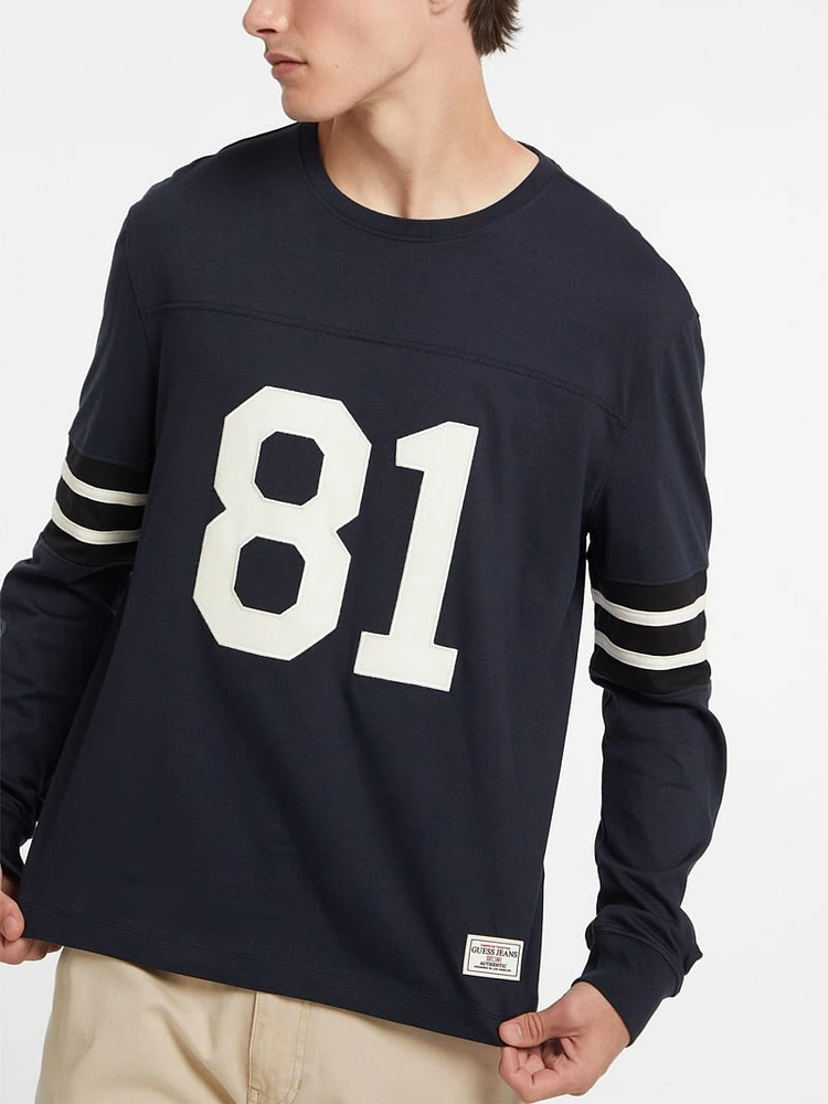 Number 81 Striped Long-Sleeve Tee