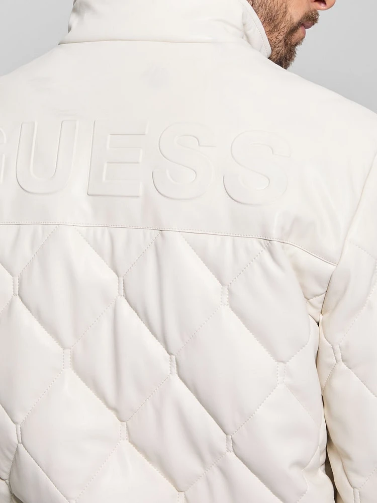 Quilted Faux-Leather Jacket