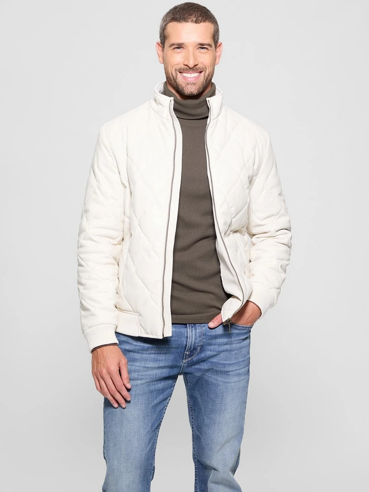 Quilted Faux-Leather Jacket