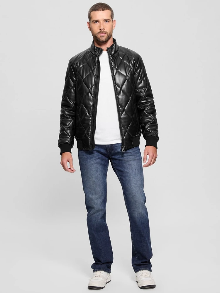 Quilted Faux-Leather Jacket