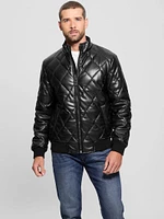 Quilted Faux-Leather Jacket