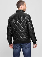 Quilted Faux-Leather Jacket