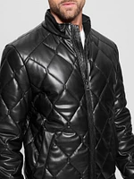 Quilted Faux-Leather Jacket