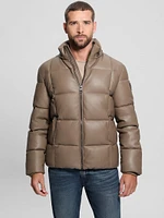 Faux-Leather Stretch Puffa Jacket