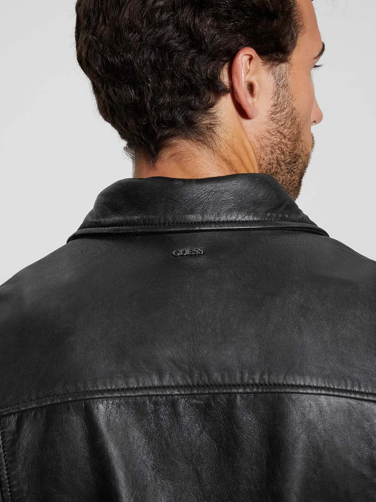 Distressed Leather Flight Jacket