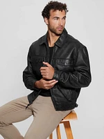 Distressed Leather Flight Jacket