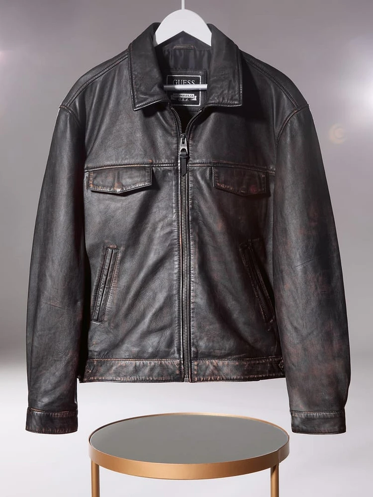 Distressed Leather Flight Jacket