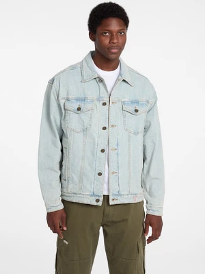 Oversized Logo Denim Trucker Jacket