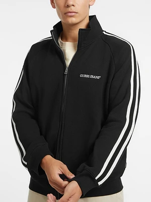 Striped Tape Zip-Up Sweatshirt