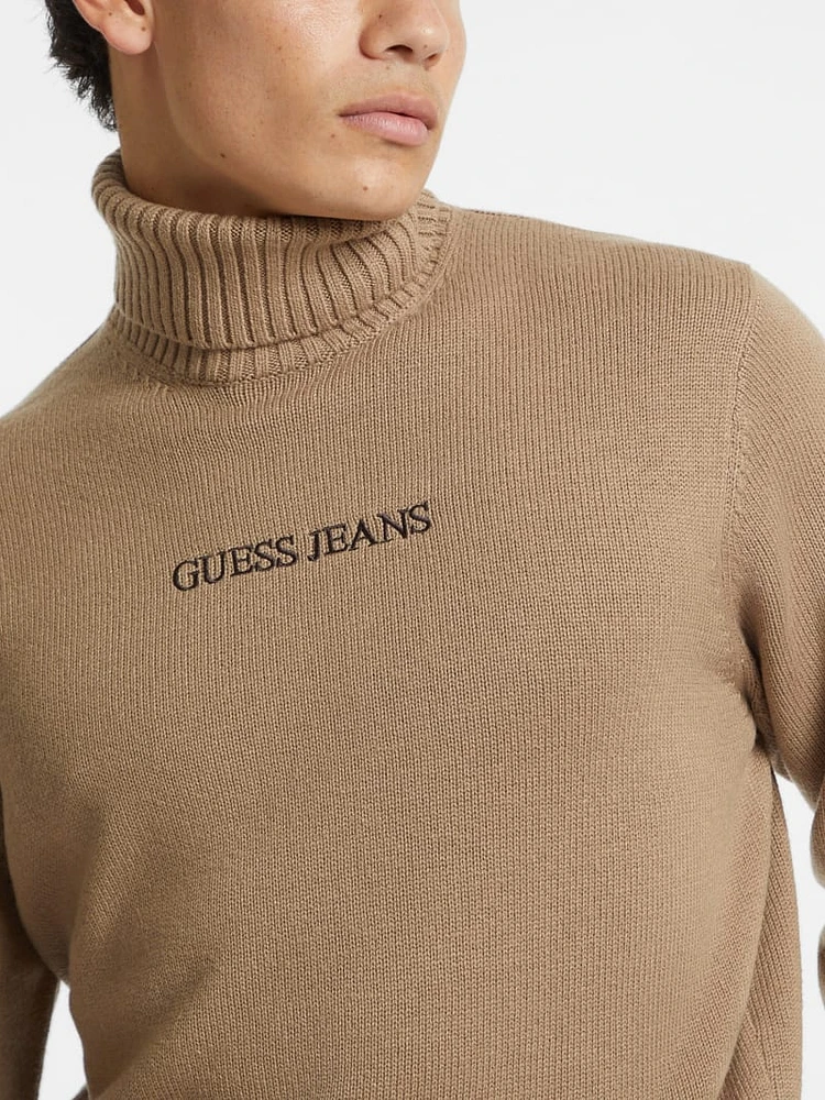 Embroidered Logo Turtleneck Sweater