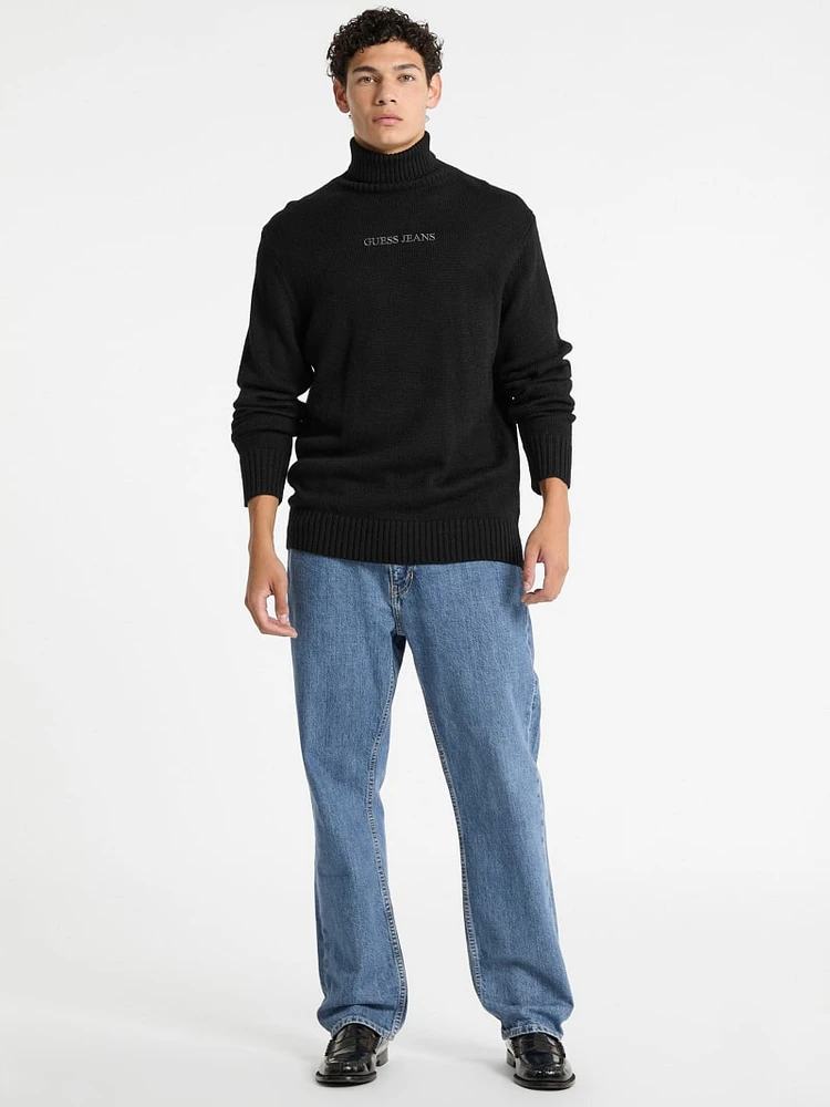 Embroidered Logo Turtleneck Sweater