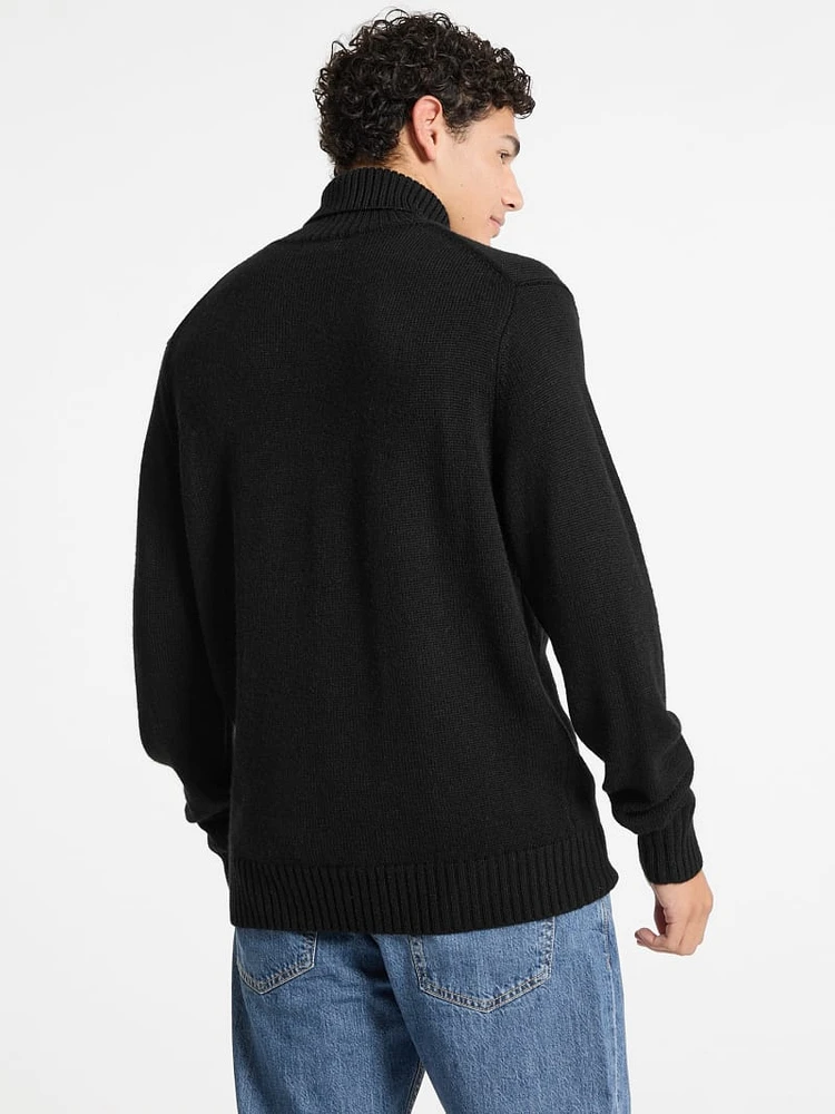 Embroidered Logo Turtleneck Sweater