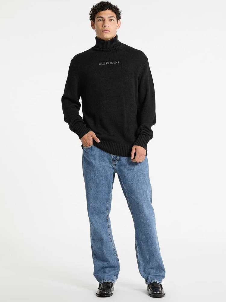 Embroidered Logo Turtleneck Sweater