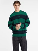 Striped Embroidered Logo Sweater