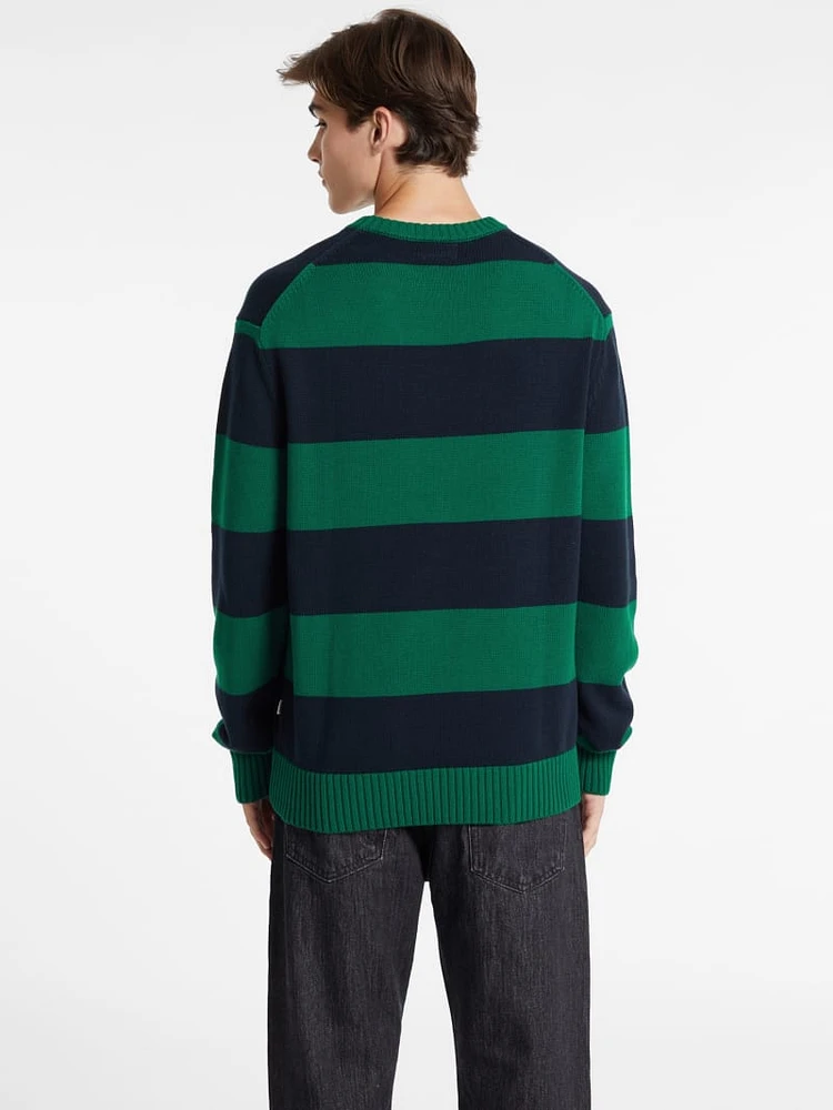 Striped Embroidered Logo Sweater