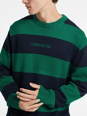 Striped Embroidered Logo Sweater