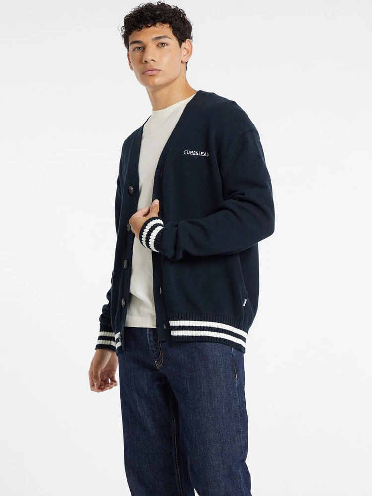 Embroidered Logo Varsity Cardigan