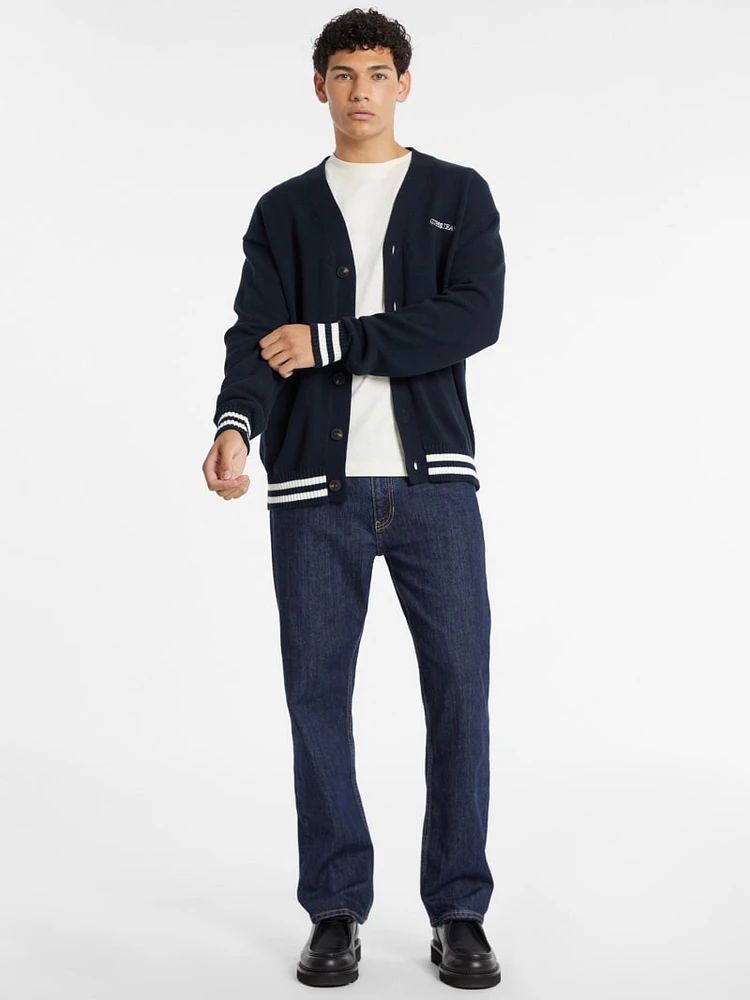 Embroidered Logo Varsity Cardigan