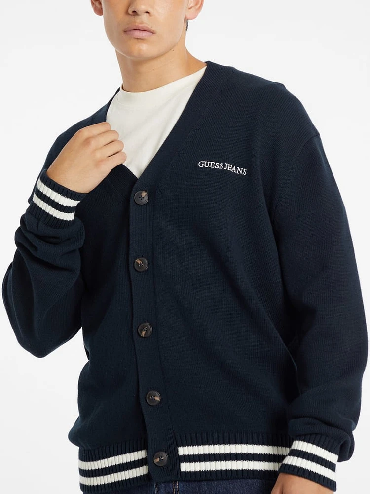 Embroidered Logo Varsity Cardigan