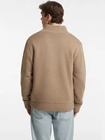 Wool-Blend Logo Zip-Up Sweater