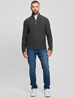 Diamond Cable-Knit Half-Zip Sweater