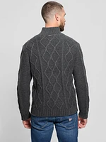 Diamond Cable-Knit Half-Zip Sweater