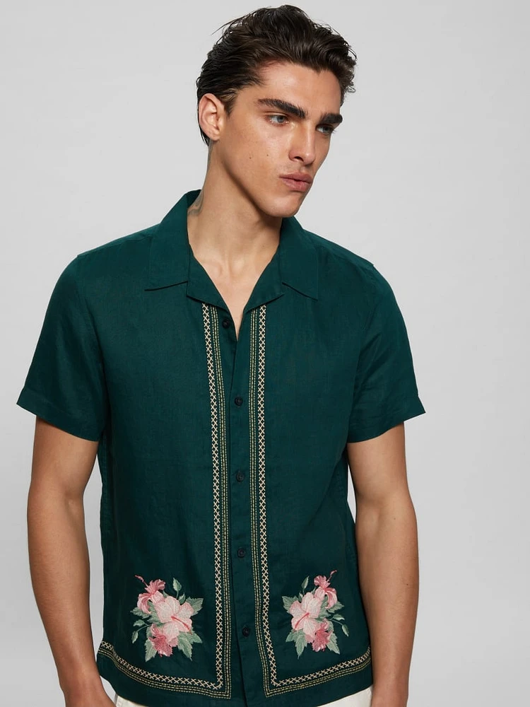 Eco Embroidered Island Linen Shirt