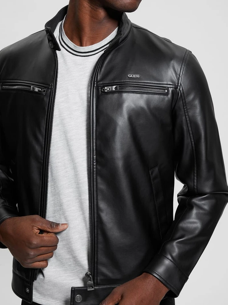 Faux-Leather Biker Jacket