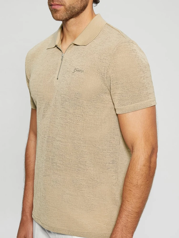 Gauze Half-Zip Polo