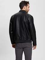 Faux-Leather Aviator Jacket