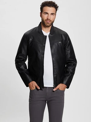 Faux-Leather Aviator Jacket