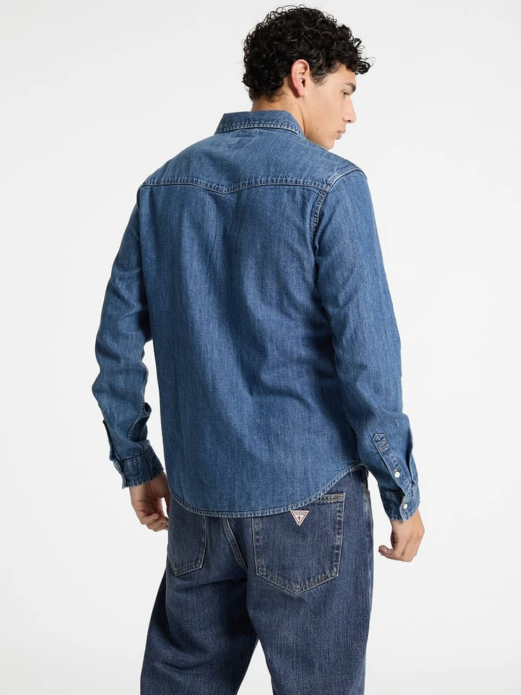 Slim Long-Sleeve Denim Shirt